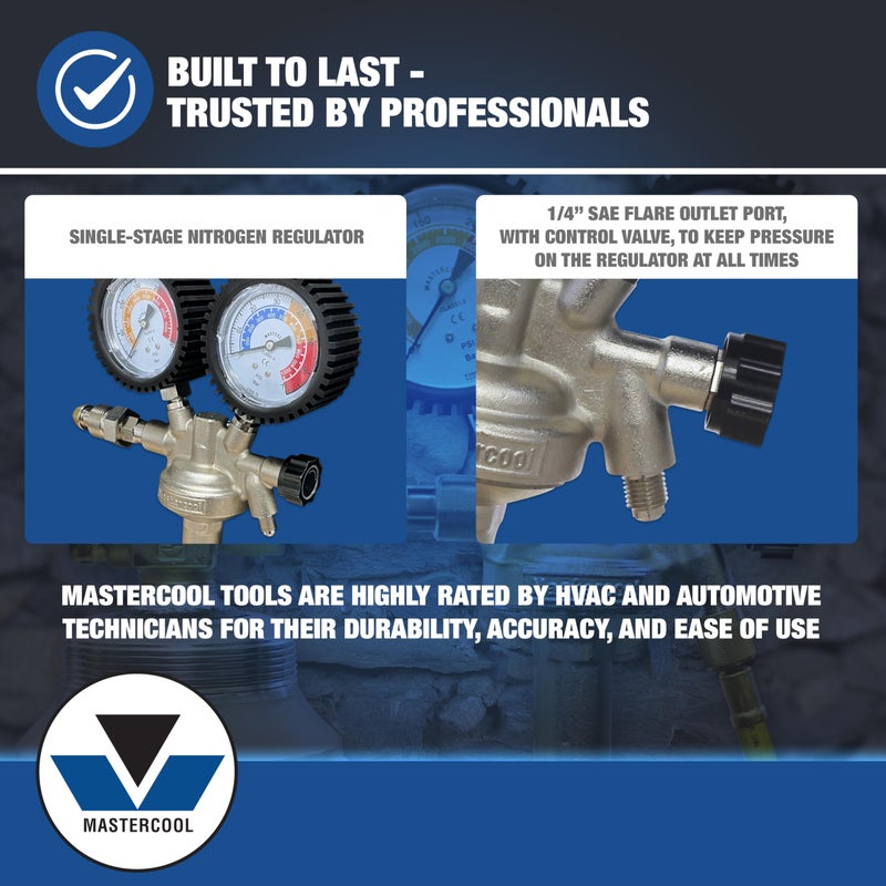 Mastercool 53001 Nitrogen Pressure Regulator | Professional-Grade | HVAC & Automotive Leak Testing | 1/4â€ SAE Flare Outlet | 10,000 PSI | Durable & Reliable - Image 5